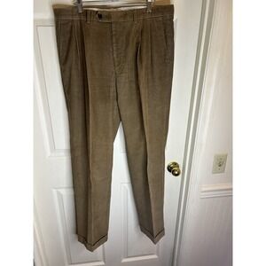 Lauren Ralph Lauren Brown Corduroy Pleated Cuffed Pants‎ 34W X 32L